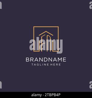 FN initial square logo design, modern and luxury real estate logo style design ideas Stock Vector