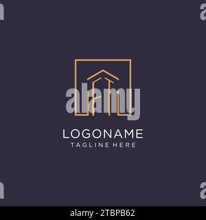 FT initial square logo design, modern and luxury real estate logo style design ideas Stock Vector