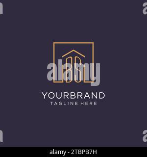 BS initial square logo design, modern and luxury real estate logo style design ideas Stock Vector
