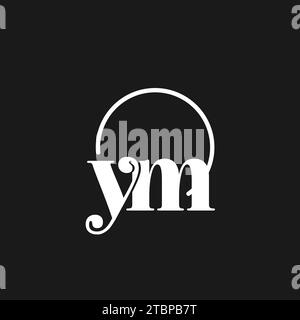 YM logo initials monogram with circular lines, minimalist and clean logo design, simple but classy style vector graphic Stock Vector