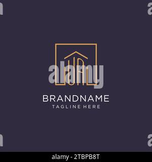 UA initial square logo design, modern and luxury real estate logo style design ideas Stock Vector