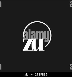 ZU logo initials monogram with circular lines, minimalist and clean logo design, simple but classy style vector graphic Stock Vector