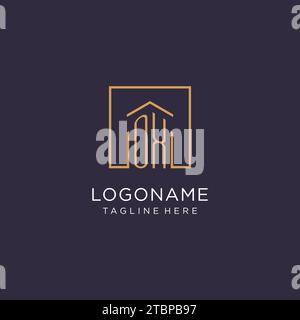 OX initial square logo design, modern and luxury real estate logo style design ideas Stock Vector