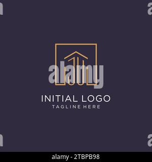 JU initial square logo design, modern and luxury real estate logo style design ideas Stock Vector