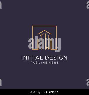 TW initial square logo design, modern and luxury real estate logo style design ideas Stock Vector