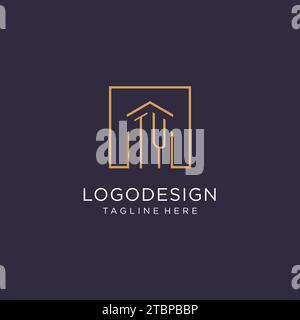 TY initial square logo design, modern and luxury real estate logo style design ideas Stock Vector