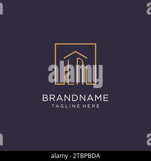 LN initial square logo design, modern and luxury real estate logo style design ideas Stock Vector