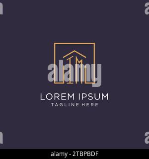 IM initial square logo design, modern and luxury real estate logo style design ideas Stock Vector