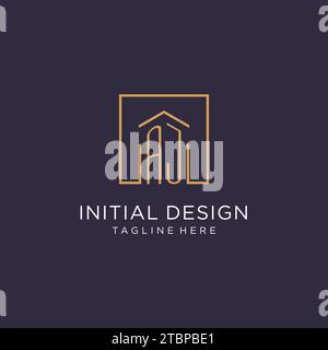AJ initial square logo design, modern and luxury real estate logo style design ideas Stock Vector