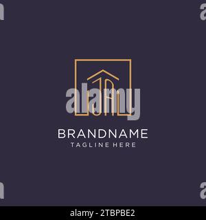 JA initial square logo design, modern and luxury real estate logo style design ideas Stock Vector