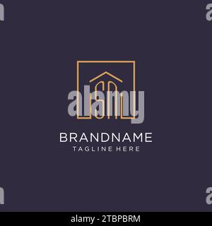 SN initial square logo design, modern and luxury real estate logo style design ideas Stock Vector
