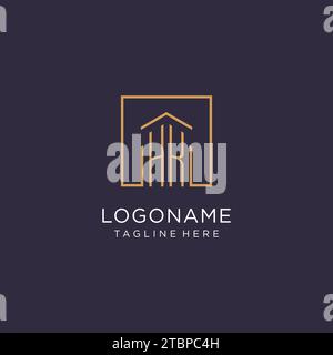 HK initial square logo design, modern and luxury real estate logo style design ideas Stock Vector