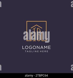 IG initial square logo design, modern and luxury real estate logo style design ideas Stock Vector