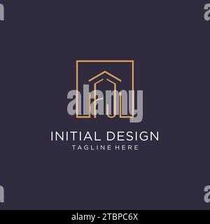 FJ initial square logo design, modern and luxury real estate logo style design ideas Stock Vector