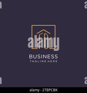 FO initial square logo design, modern and luxury real estate logo style design ideas Stock Vector