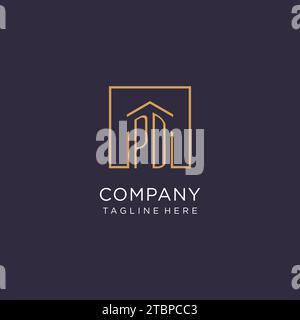PD initial square logo design, modern and luxury real estate logo style design ideas Stock Vector