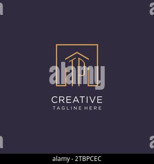 TP initial square logo design, modern and luxury real estate logo style design ideas Stock Vector