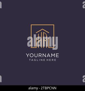 HR initial square logo design, modern and luxury real estate logo style design ideas Stock Vector