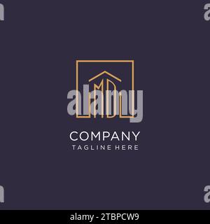 MD initial square logo design, modern and luxury real estate logo style design ideas Stock Vector