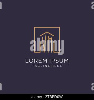 VM initial square logo design, modern and luxury real estate logo style design ideas Stock Vector