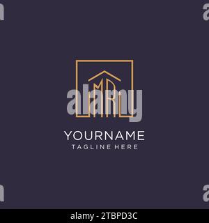 MR initial square logo design, modern and luxury real estate logo style design ideas Stock Vector