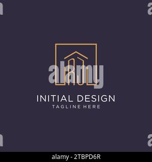 RJ initial square logo design, modern and luxury real estate logo style design ideas Stock Vector