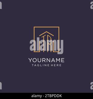 TR initial square logo design, modern and luxury real estate logo style design ideas Stock Vector
