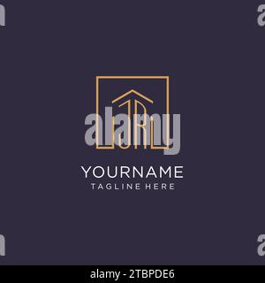 JR initial square logo design, modern and luxury real estate logo style design ideas Stock Vector