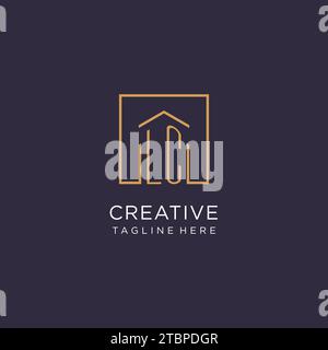 LC initial square logo design, modern and luxury real estate logo style design ideas Stock Vector