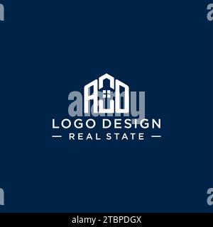 Initial letter AO monogram logo with abstract house shape, simple and modern real estate logo design vector graphic Stock Vector