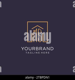 MS initial square logo design, modern and luxury real estate logo style design ideas Stock Vector