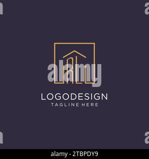 RL initial square logo design, modern and luxury real estate logo style design ideas Stock Vector