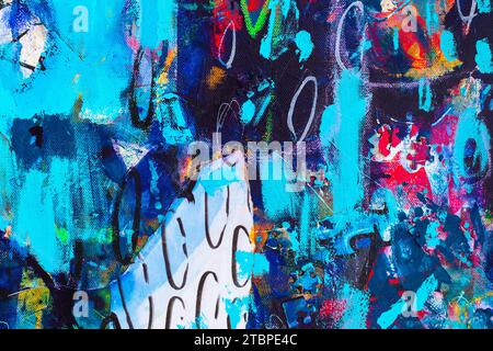Hand drawn modern Multi Colored mixed media art canvas Stock Photo