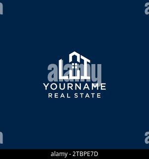 initial letter LI with simple house roof creative logo design for real ...