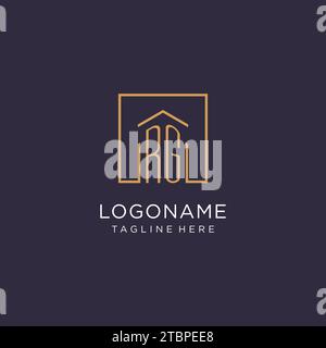 RG initial square logo design, modern and luxury real estate logo style design ideas Stock Vector