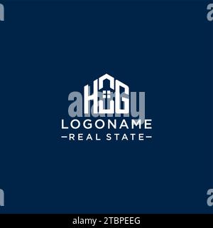 Abstract house logo with letter HG or GH Vector design. Initial letter ...
