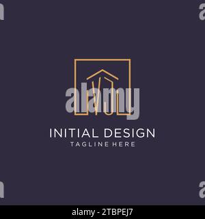 VJ initial square logo design, modern and luxury real estate logo style design ideas Stock Vector