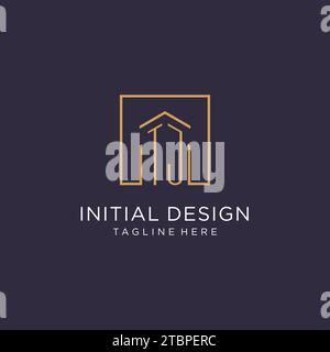 TJ initial square logo design, modern and luxury real estate logo style design ideas Stock Vector