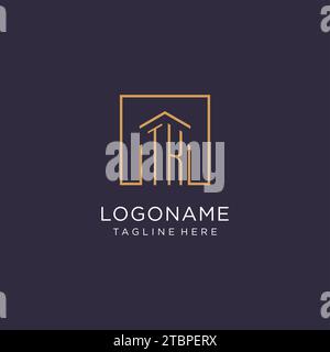 TK initial square logo design, modern and luxury real estate logo style design ideas Stock Vector