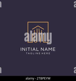 UV initial square logo design, modern and luxury real estate logo style design ideas Stock Vector