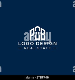 Initial letter PB monogram logo with abstract house shape, simple and modern real estate logo design vector graphic Stock Vector