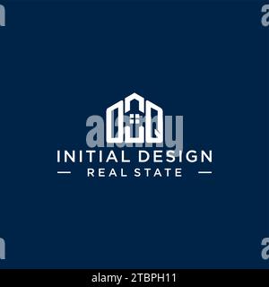 Initial letter OQ monogram logo with abstract house shape, simple and modern real estate logo design vector graphic Stock Vector