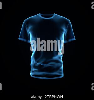 X-Ray Men's T-Shirt Isolated Over Black Background. Creative Layout. MockUp and Space for Text and Logo Company. Business Concept. 3D Render Stock Photo