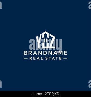 modern YZ letter real estate logo in linear style with simple roof ...