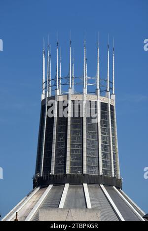 Crown of Pinnacles, rep Crown of Christ, atop Liverpool Metropolitan Cathedral or Catholic Cathedral by Frederick Gibbert Liverpool England UK Stock Photo