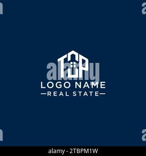 Initial letter TP monogram logo with abstract house shape, simple and modern real estate logo design vector graphic Stock Vector