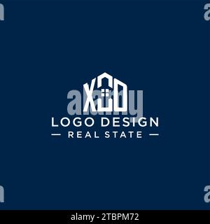 Initial letter XO monogram logo with abstract house shape, simple and modern real estate logo design vector graphic Stock Vector
