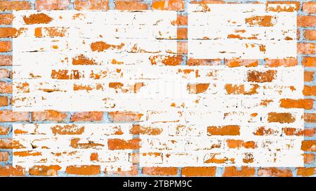 This high resolution stock photo features an orange brick wall background with a piece of furniture, such as a table or chair, in the foreground Stock Photo