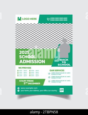 Kids School Admission Flyer or Unique Education Leaflet Template A4 Stock Vector