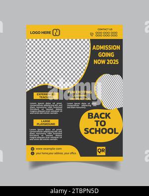 Unique School Admit Flyer and Kids School Leaflet Template A4 Size Stock Vector